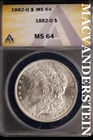 1882-O Morgan Dollar - ANACS MS 64 - Scarce  No Reserve  #SLK650