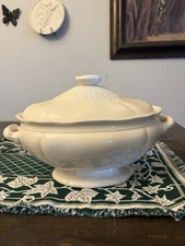 Vintage Handcrafted White Pottery Tureen with Lid – Signed & Dated 1985