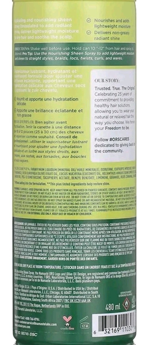 4 Packs ORS Olive Oil Nourishing Sheen Spray with Coconut Oil 10 OZ
