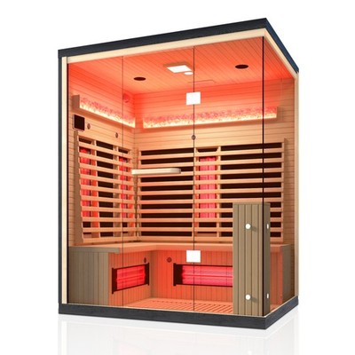3-4 Person Far Infrared Sauna Bluetooth Hemlock w/ Salt Panels Indoor