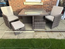 Rattan Direct Barcelona 4 Seater Cube Set With Footstools In Truffle Brown.
