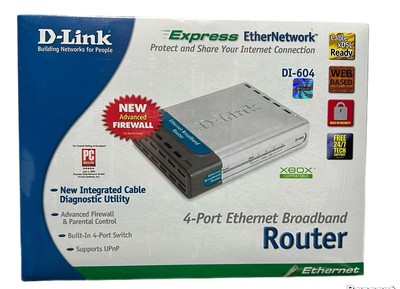 NEW D-Link DI-604 4-Port Ethernet Broadband Router Factory Sealed 