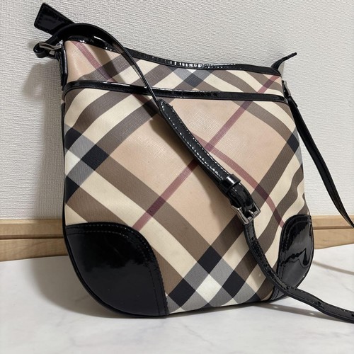 Burberry Nova Check PVC Shoulder Bag Beige Authentic Women's Crossbody Bag