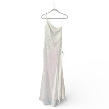 Lulus Glorious Glow White Iridescent Sequin One-Shoulder Maxi Dress Small NWT