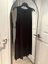 Time and Tru A-Line Dress Black Crew Neck Sleeveless Knee Length M 8-10 