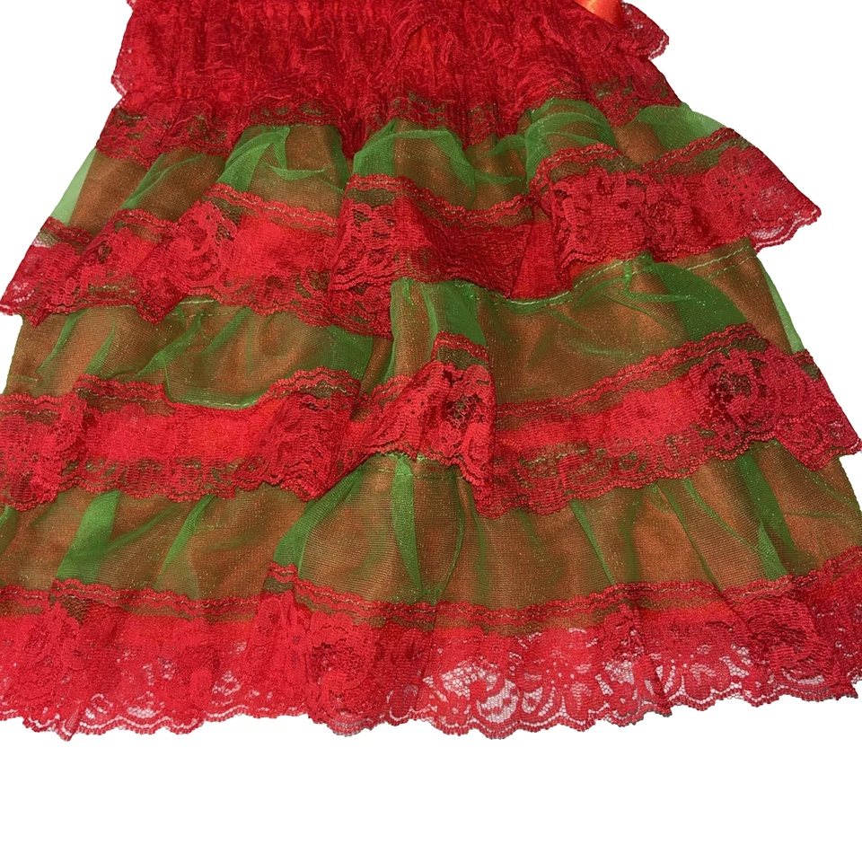 New NWOT Boutique Lace Ruffle Girls Christmas Tutu Dress 3 4 - Image 2 of 3