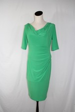 Lauren Ralph Lauren Women's Green Dress Ruched Faux Wrap Sheath Size 6