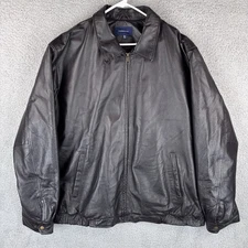 Croft & Barrow Genuine Leather Jacket Mens 3XLT Black Bomber Biker Casual