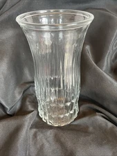Vintage E. O. Brody Co. Cleveland USA Etched Clear Glass Flower Vase MCM