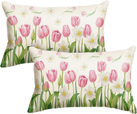 Artoid Mode BläTter Tulpen GäNseblüMchen FrüHling KissenbezüGe 2Er Set, 30X50 Cm