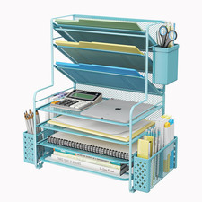 7 Tier Desk File Organizer, Letter Tray Paper Organizer with Pen Holder