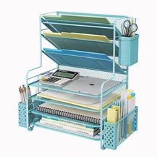 7 Tier Desk File Organizer, Letter Tray Paper Organizer with Pen Holder