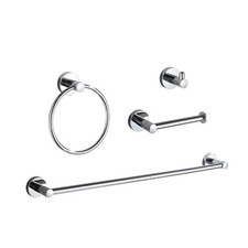 Bathroom Accessory Set Chrome 4 Pieces Bathroom Towel Rack 24 Inches Adjustab...