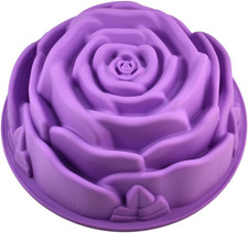 9" Rose Flower Birthday Cake Bread Tart Flan Silicone Baking Mould Tin Bakeware,