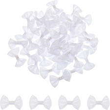 100 St&uuml;ck Wei&szlig; Fliegen 3,8 x 2,5 cm Mini-Schleifen f&uuml;r Basteln Kleine Satin-Schl