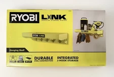 NEW RYOBI LINK Hanging Shelf STM402 – Steel Garage Tool Shelf w/ J-Hooks