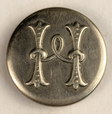 Vintage - Letter H Seal Crest Button Original - M2C