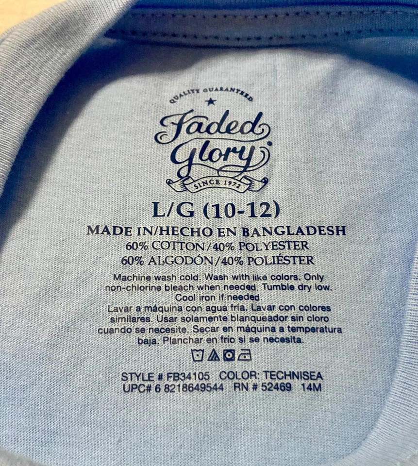 Faded Glory Boys "I Heart (Anatomical) Zombies" T-Shirt Blue Size L 10-12 - Image 2 of 4