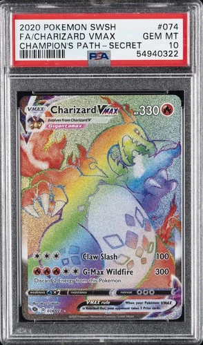 2020 POKEMON SWORD & SHIELD CHAMP'S PATH SECRET FULL ART/CHARIZARD VMAX PSA 10