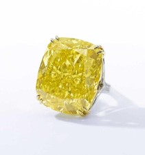 Three Sparkling Fancy Yellow Citrine  Lab-Created Diamonds Solitaire Fine Ring