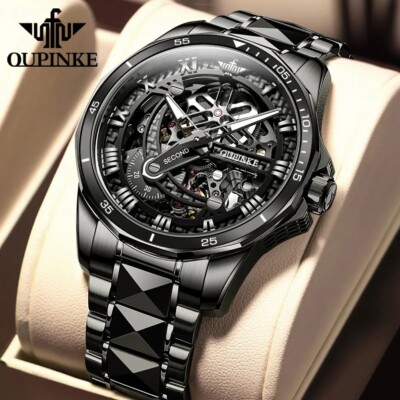 Automatic Mechanical Watch Skeleton Waterproof Luxury Steel Men Men's Strap