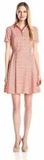 New Dress Gabby Skye Gingham Plaid Shirt Retro Cream-Coral MSRP-$88.00 8