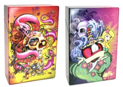 Eclipse Tattoo Designs Plastic Crushproof Cigarette Case, 4ct, Kings, 3116TATN