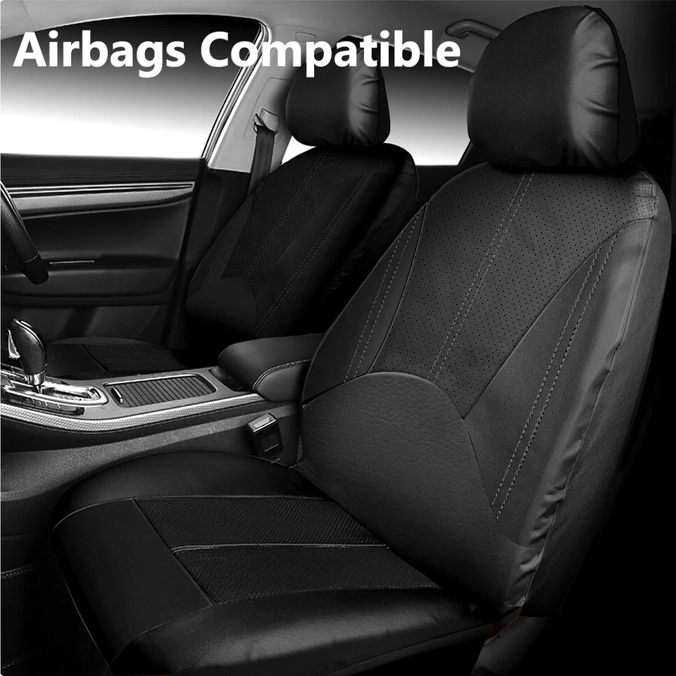 9pc Car Seat Cover PU Leather Waterproof Protector Universal Full Set 5-Sits - Image 2 of 4