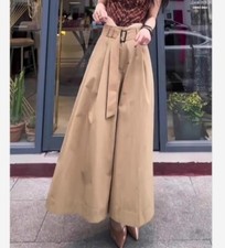Japanese Womens Wide-Leg Pants High Waist Casual Loose Culotte