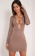 PrettyLittleThing Rudi Mocha Harness Dress Size UK 4 rrp £20 SALEb ii 05