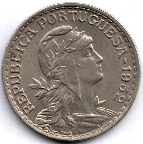 RARE PORTUGAL COIN - 1 ESCUDO 1952 UNC  - KM# 578 ??
