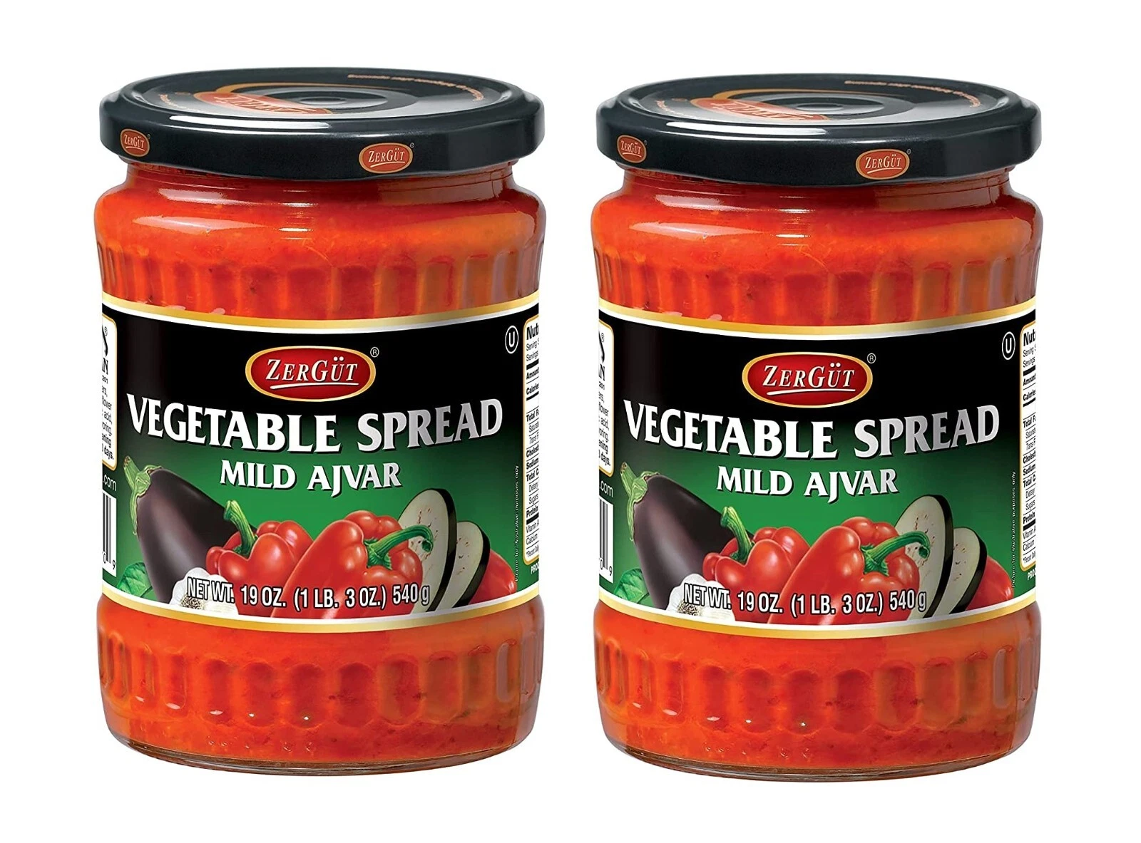Vegetable Spread Mild Ajvar Kosher 2 Glass Jars 19 OZ/240 g
