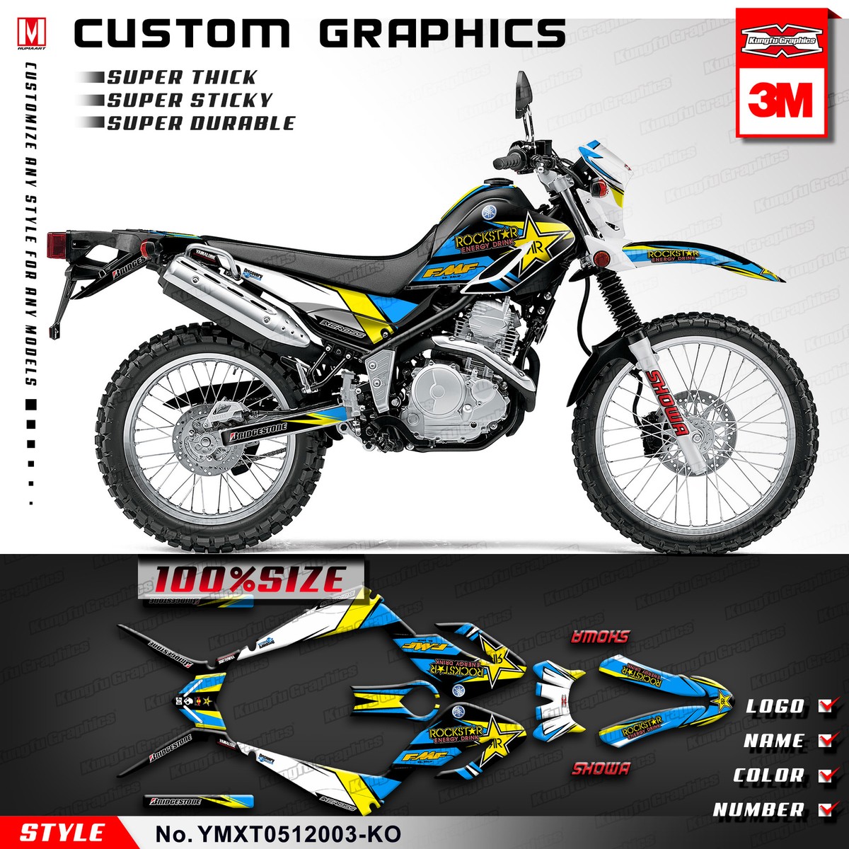 Autocollant Per Moto Trail Yamaha XTZ 250 Anno 2014 - Star Sam - Foto 3
