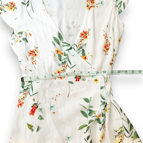 Willow & Clay Landon White Floral Ruffle Hem Wrap Mini Dress Women’s Size Small - Picture 12 of 13