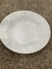 Large Over & Back White Embossed Rim Bowl 13.5” Raised Tomatoes On Rim. Italy