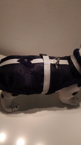 Abrigo de invierno abrigo de perro abrigo vajilla S azul oscuro blanco noble perros pequeños - Imagen 4 de 5
