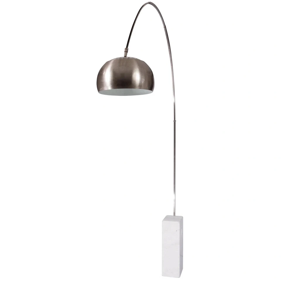 Arco Marble Lamp with Cube Base, Silver/White - Image 2 of 4