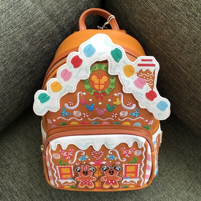 disney gingerbread house mickey and minnie mouse mini backpack Loungefly Disney Exclusive Mickey & Minnie Mouse Gingerbread House Mini  Backpack