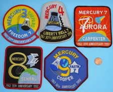 MERCURY PATCH lot of 5 vtg NASA 30th Anniversary - Liberty Bell Shepard Grissom