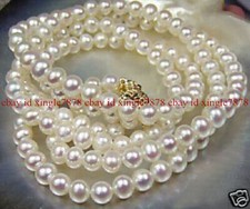 Long 36 Inch Beautiful 8-9mm White Freshwater Cultured Pearl Necklace
