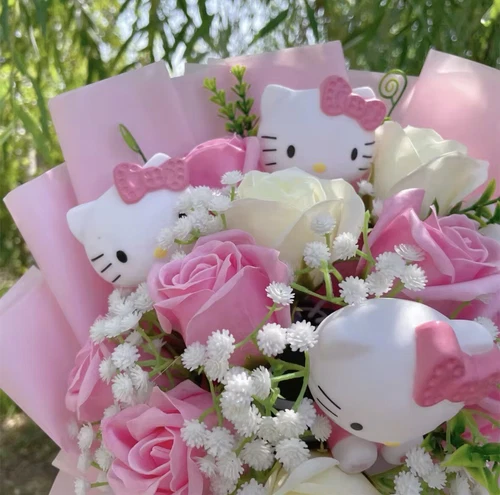 Kitty Blumenstrauß Handgemacht Künstliche Blume Valentinstagsgeschenk - Bild 4 von 6