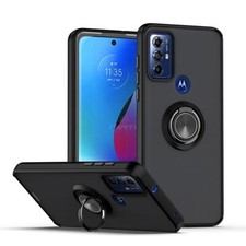 For Motorola Moto G Play 2023 Hard Kickstand Rotation Ring Case Magnetic Cover