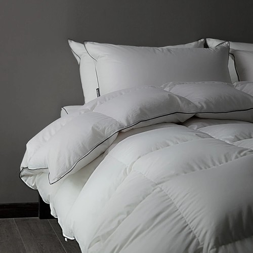 DOWNFORT Luxury Feathers Down Fiber Comforter (Queen Size) - WHITE