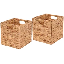 LYJWOO6D Water Hyacinth Storage Baskets 11x11x11 Inch Wicker Storage Cubes 2