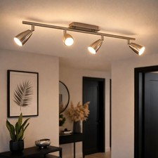 Deckenleuchte Wohnzimmerlampe Spotleiste LED Spots beweglich Stahl 4 Flammig