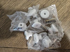 8 Small White Round Ceramic Cupboard Drawer Pulls Knobs with 2 Different Screws