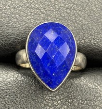 Vintage Sterling Silver Pear Faceted Lapis Lazuli Ring 7 Grams Size 8 A6