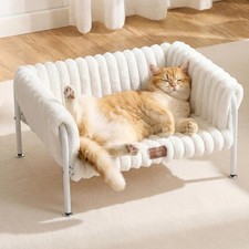Elevated Cat Couch Beds for Indoor Cats, Sturdy Metal Frame Cat Hammock Bed with
