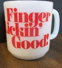 Vintage Milk Glass Coffee Mug Cup  KFC Finger LIckin' Good!