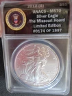 2012 S $1 American Silver Eagles ANACS MS70 Missouri Hoard Ltd. Ed. 174 of 1997
